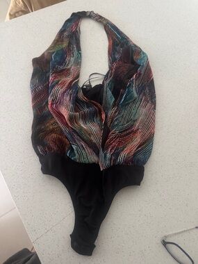 GUESS Multicolor Halter Bodysuit with Black Bottom